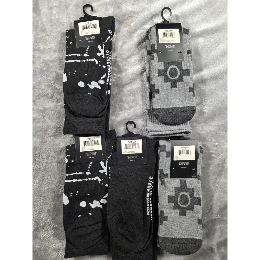NWT Steve‎ Madden crew socks 6-12.5 5 pack Abstract/Mom/Aztec